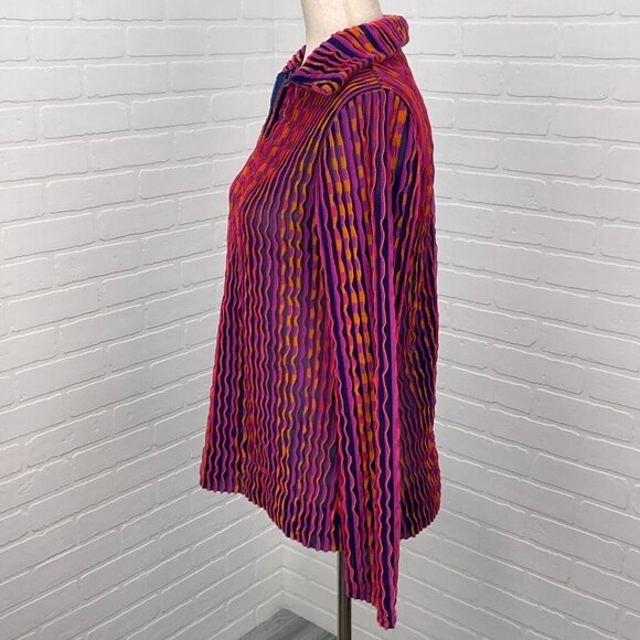 Jo Matthews Top Women Lg Pink Orange Ruffle Stripe Surfer‎ Resort 60s USA - Picture 3 of 13